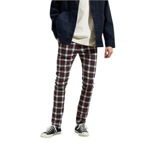 Urban Outfitters UO Tartan Plaid Skinny Pant Red Multi, M